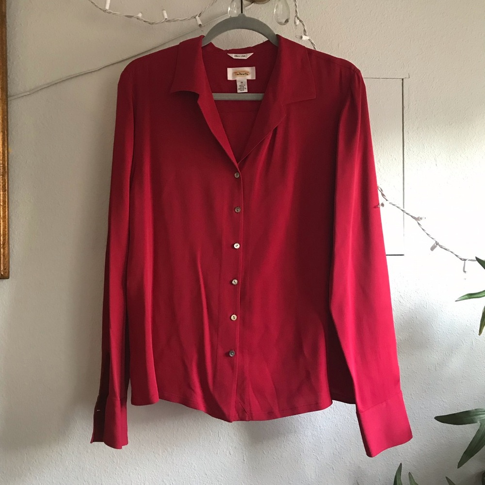 Talbots Red Button Up